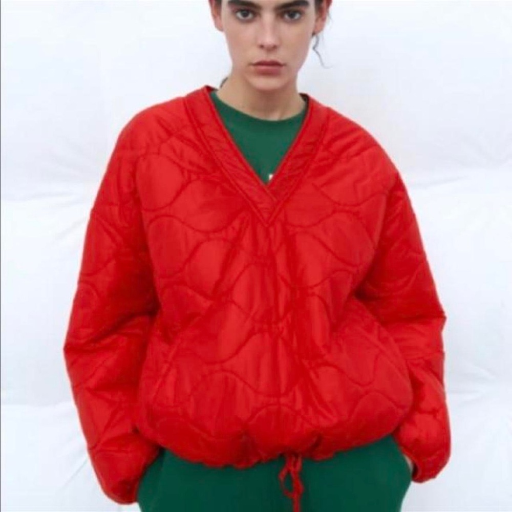 Zara Red Water Repellent Puffer Jacket